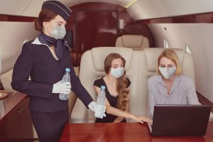 mask flight attendant private jet