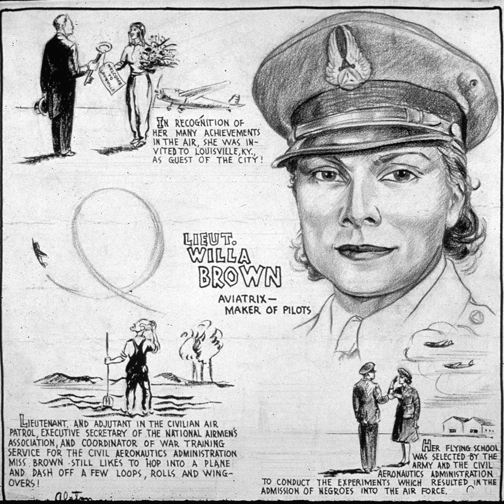 A drawing of Civil Air Patrol Lt. Willa Brown by Charles Henry Alston