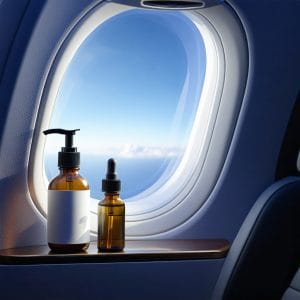 Health and Wellness Images in front of jet window