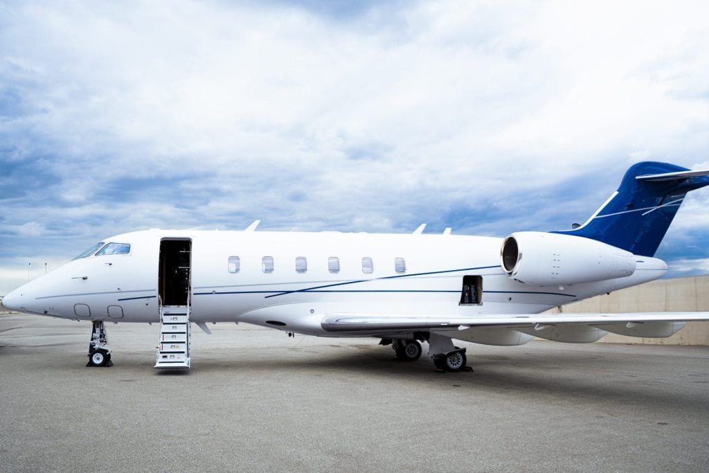 Bombardier Challenger 300 jet exterior on the ramp