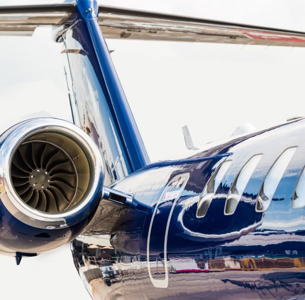 closeup of private jet
